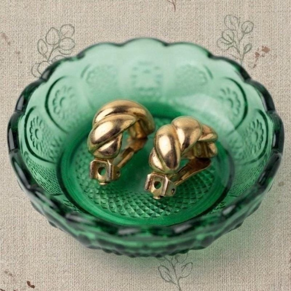 Vintage Christian Dior Clip‑On Earrings Signed Chr. Dior Made in France 80s 90s